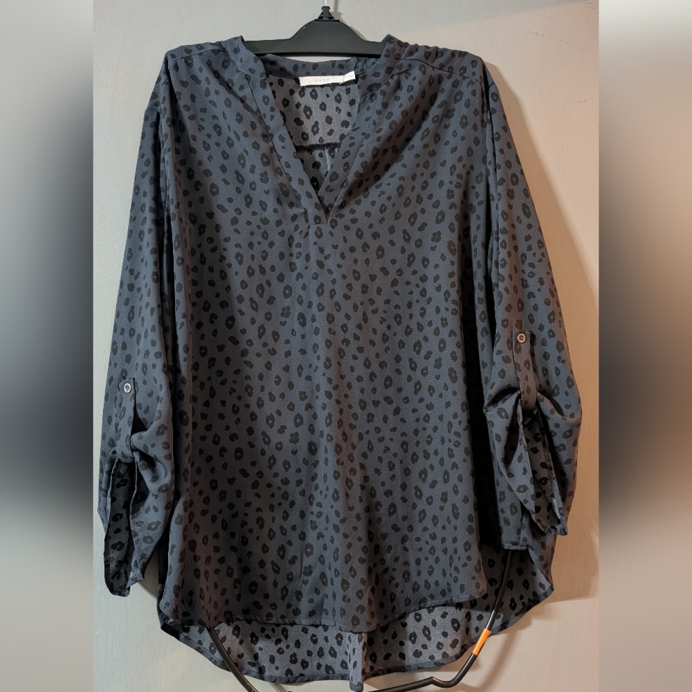 Lush Charcoal Leopard Print Blouse